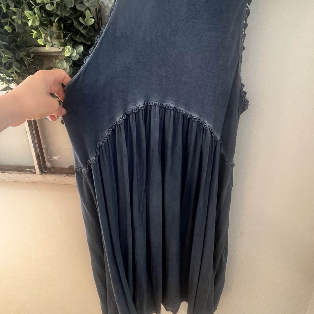 POL Beckah Dress Midnight Dusty Blue Boho Dress Zipper‎ Size M - Picture 4 of 8